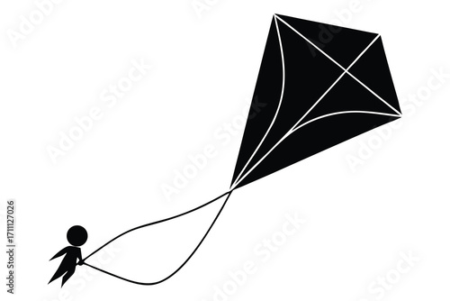 kite flying silhouette vector icon