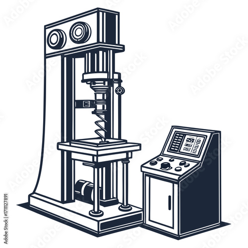 Fatigue Testing Machine Vector Illustration | Material Durability Testing Equipment Icon