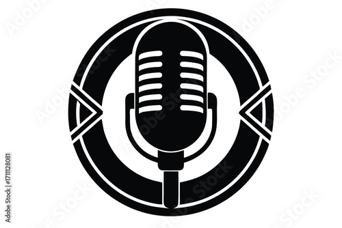 podcast microphone silhouette vector icon
