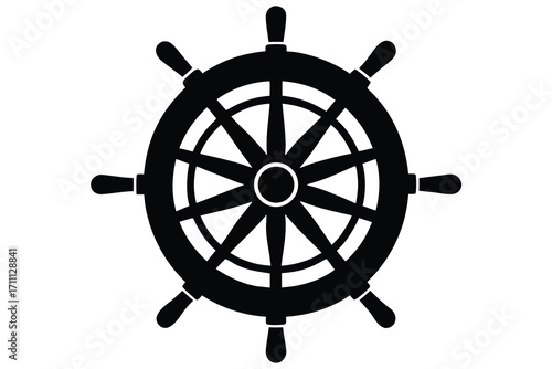 ship wheel silhouette vector icon