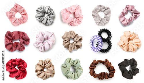 Set of stylish hair scrunch...