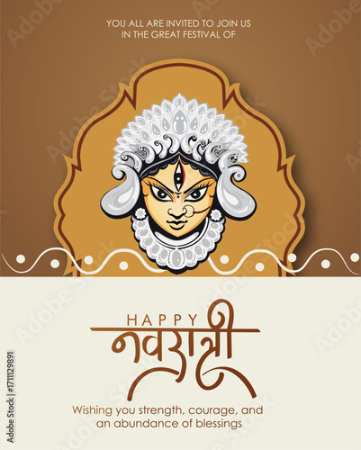 festival dhamaka of Happy Dussehra Navratri background Template Design celebration of festival of durga puja with text in bengali Durga  puja meaning Happy durga puja