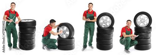 Set of male mechanic with c...