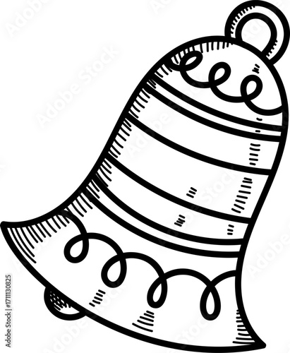 Christmas Bell with Swirls Sketch
