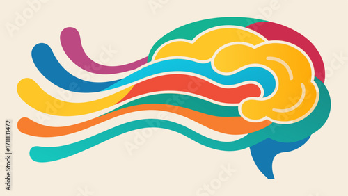 Brain with Waves A closeup of a stylized human brain with colorful waves radiating outwards representing the optimization process and enhanced cognitive functions.