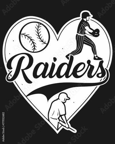 Raiders Heart Script Vector Design – Sports Fan T-Shirt Artwork
