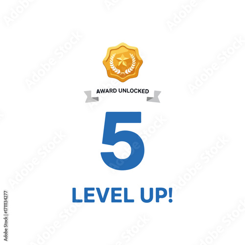 Achievement Unlocked Level Five Vector Graphic