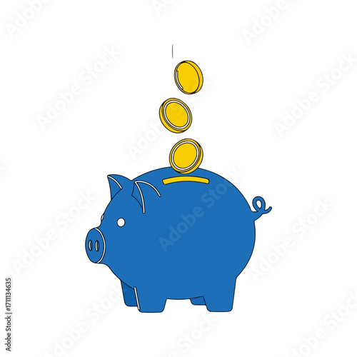 Financial Savings With Piggy Bank Illustration