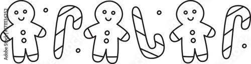 Gingerbread Men and Candy Canes Divider Doodle