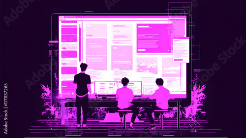 Team of developers collaborating on a project.