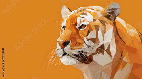 A majestic tiger head created in a modern low polygon style.