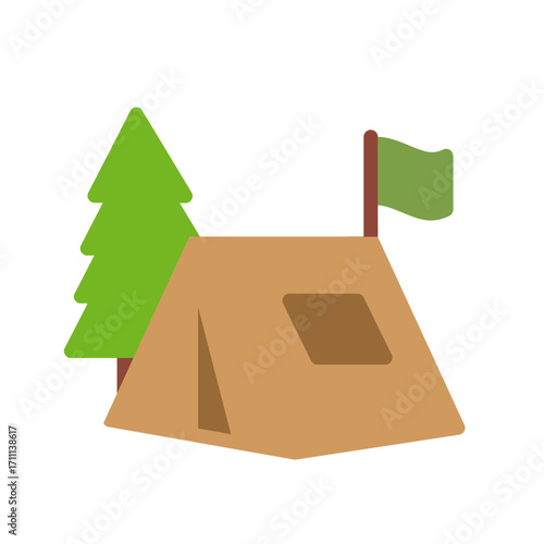 tend camping on the jungle flat icon