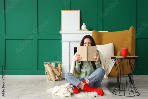 Young woman with plaid and ...