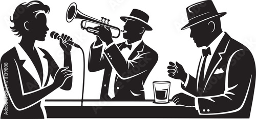 Jazz club performers singing and playing trumpet singers trumpet player