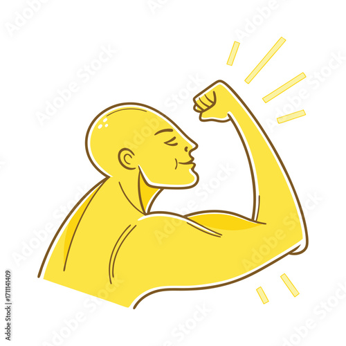 Man flexing bicep isolated on white background
