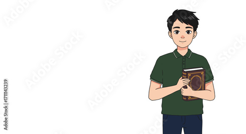A man with an book on hands