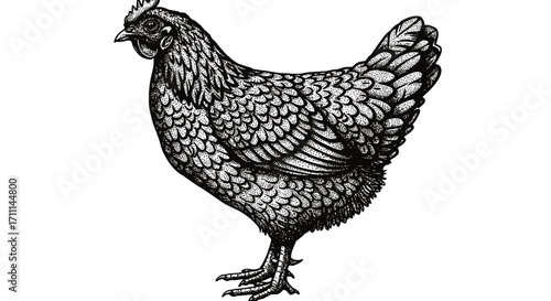 High-quality vector illustration of a hen, perfect for meat industry designs, culinary projects, or farm-related branding.  Download this detailed PNG for your next project and enjoy its versatility.