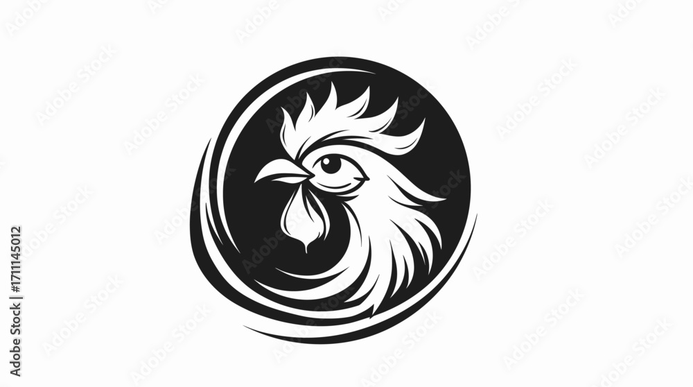© Dieke - High-quality vector graphic of a rooster head, perfect for logos, emblems, and branding projects, available as a PNG file for seamless integration into your designs.
