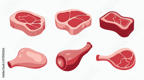 High-quality vector PNG illustrations of various cuts of meat, perfect for restaurant menus, butcher shops, and culinary websites needing appetizing visuals.