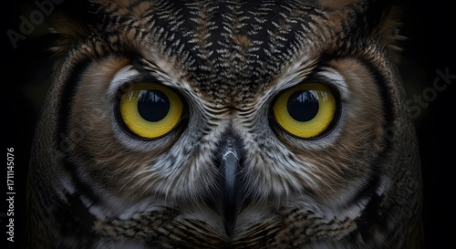 Wallpaper Mural Portrait of a Predatory Owl at Night Torontodigital.ca