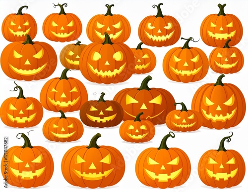 Halloween pumpkin set vector illustration 