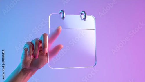 3d calendar icon with glossy gradient and transparent style