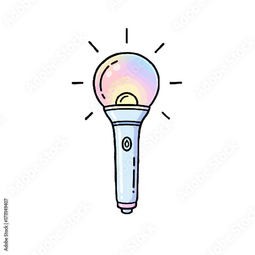 A glowing, iridescent light stick with radiating lines, , symbolizing concerts, fandom, and celebration