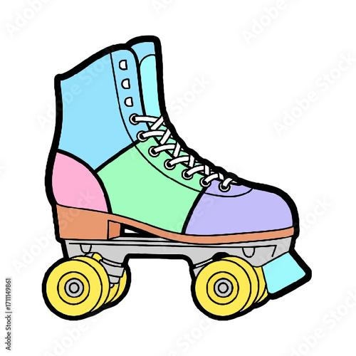 Colorful roller skate with pastel colors