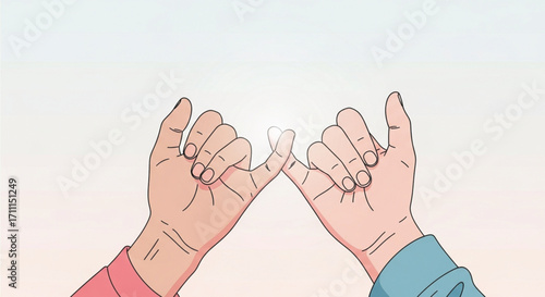 Two hands making a pinky promise, symbolizing trust and friendship