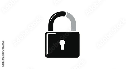 A black padlock with a gray shackle is depicted against a white background.