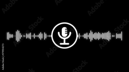 the voice recording and podcast mic red color microphone button icon animation, audio microphone icon animation. Audio microphone wife looping.Voice recording podcast mic microphone button icon .4k