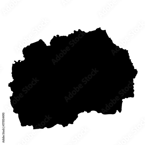 Black Silhouette Map of North Macedonia A Vector Graphic Depicting Geographical Outline