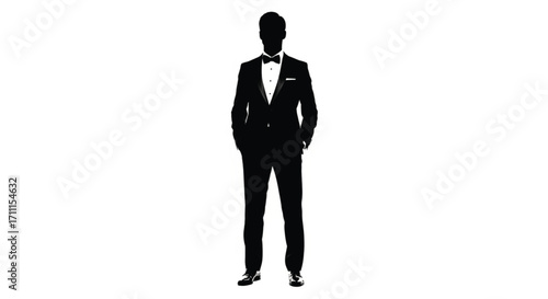 Elegant man in silhouette wearing a tuxedo for a formal event
