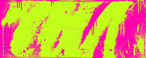 Neon punk street art background with spray paint, pink drips and halftone brush strokes. Grunge neon pink and acid green texture.