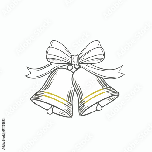 リボン付きクリスマスベルのベクター線画アイコン