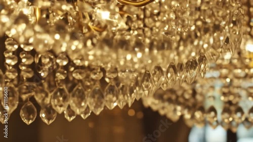 Elegant Crystal Chandelier Close-Up - A Luxurious Lighting Fixture.