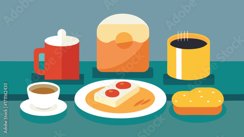 Traditional german breakfast spread with bread rolls advertisement banner