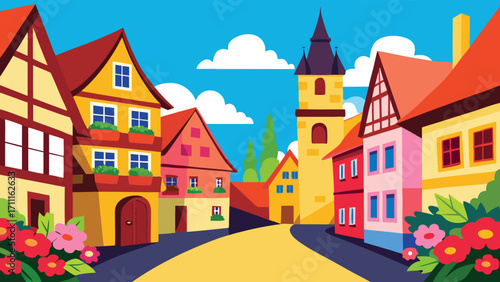Colorful half timbered houses in historic rothenburg ob der tauber
