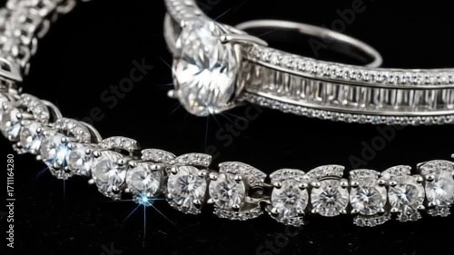 Luxury Diamond Jewelry Set Close-up.