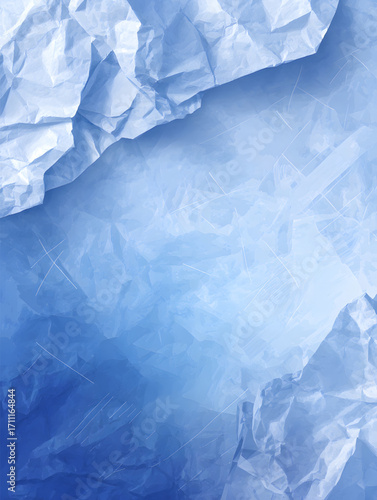 Crumpled Blue Paper Texture Background.