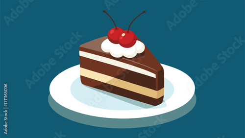 Delicious slice of german black forest cake with cherries