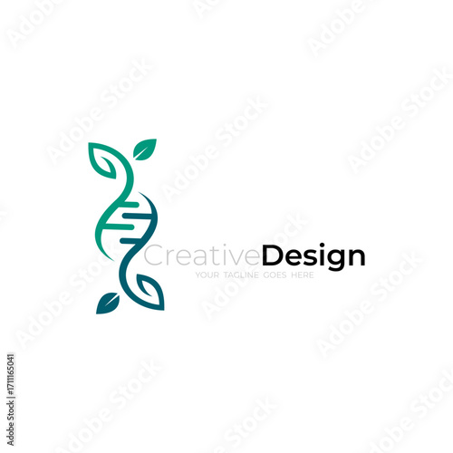 DNA logo and tree design nature, plant health logo