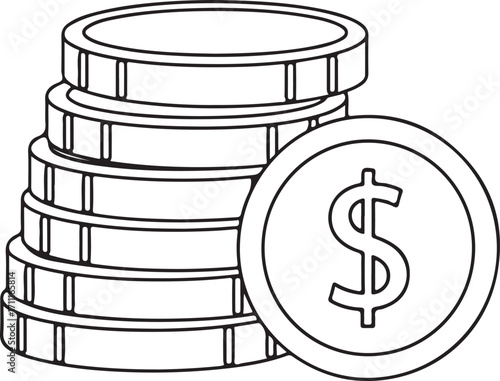 Stack of Coins with Dollar Sign Coin money currency