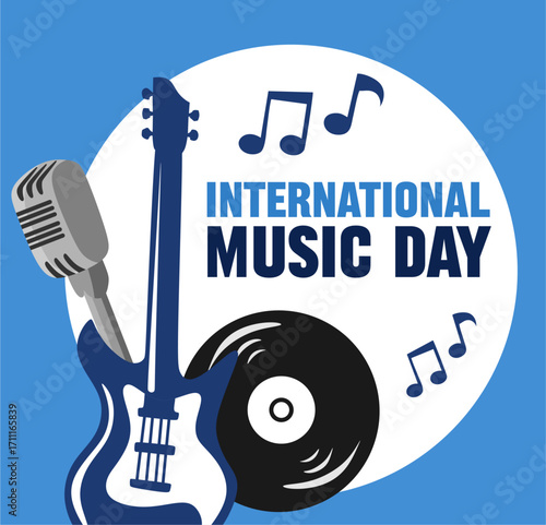 Happy International Music Day with musical instruments