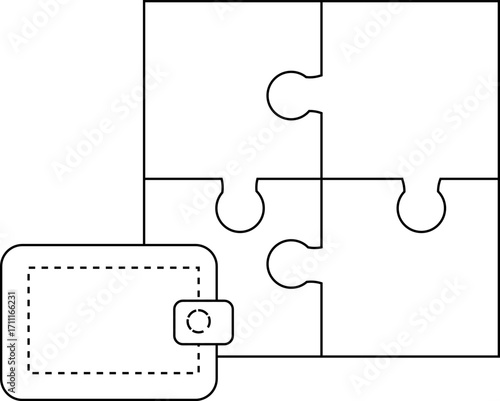 puzzle icon and wallet icon with white background