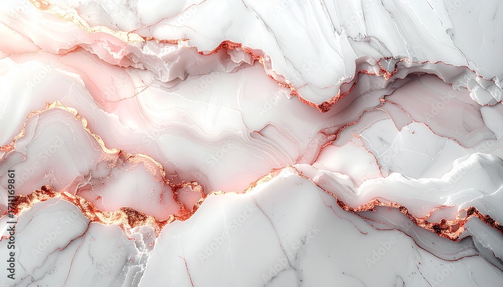 Obraz premium Weißer Marmor mit roségoldenen Akzenten
