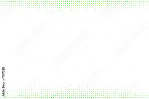 Abstract digital background with glowing green and blue dots forming a futuristic light border on a dark black canvas
