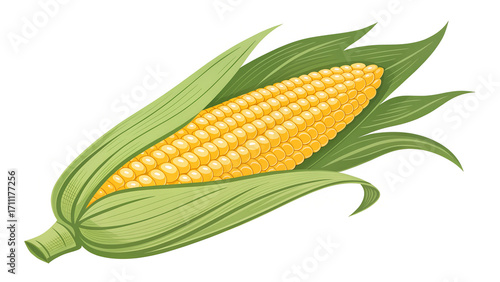 Fresh Corn Cob Illustration