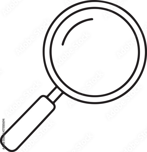 Outline Icon of a Magnifying Glass with Handle symbol search