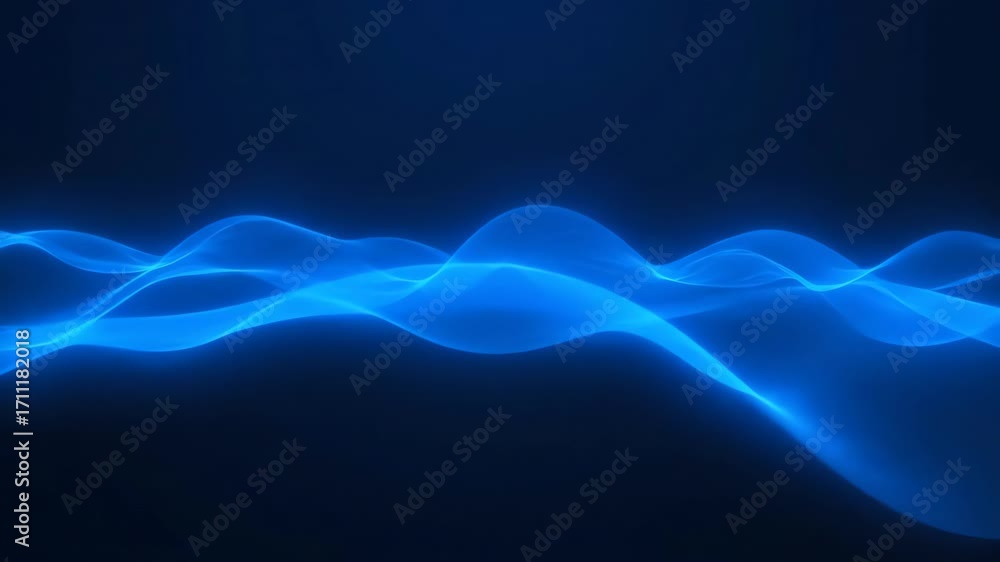 Neon blue waves of light slowly undulate and pulse, creating a vibrant and seamlessly looping retro-futuristic abstract background abstract motion, electric blue, loop